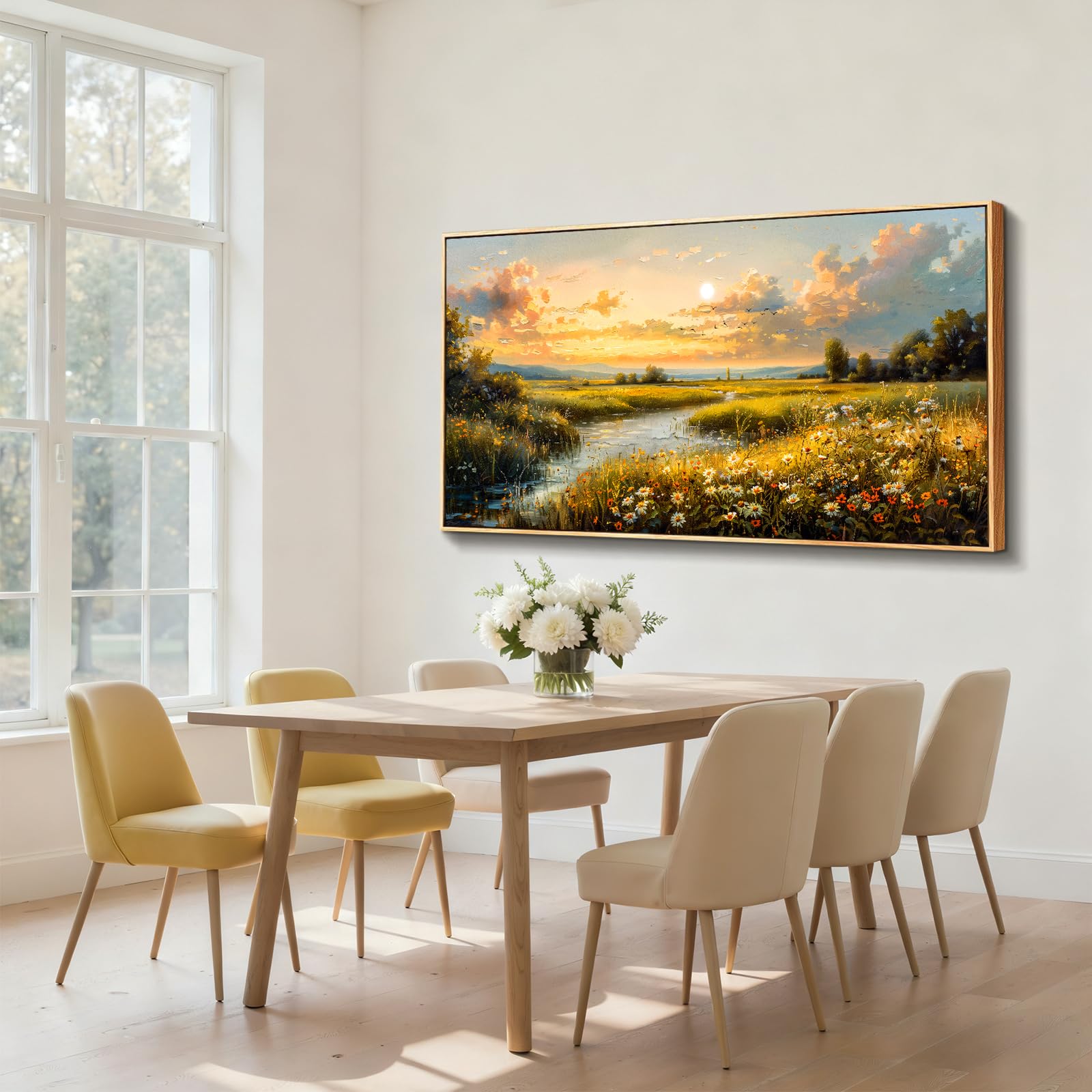 JHHUAMO Modern Tableau Decoration Murale Salon Paysage Cadre 73x146 cm