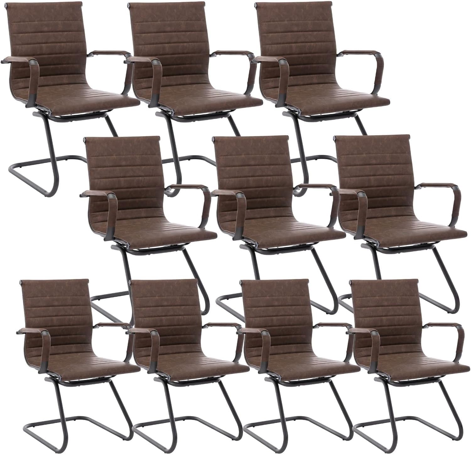 HNY 10-Pack PU Leather Office Guest Chairs