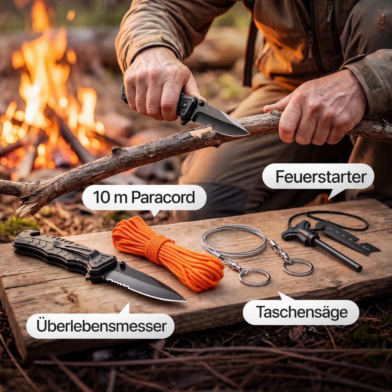 WONCROW ® Survival Kit + Erste Hilfe Set - mit Wasserfilter Strohhalm und Outdoor Ausrüstung - Zubehör Camping Wandern Fahhrad Militär Rucksäcke Verbandskasten Auto Gadget Männer Kinder Armband Tasche