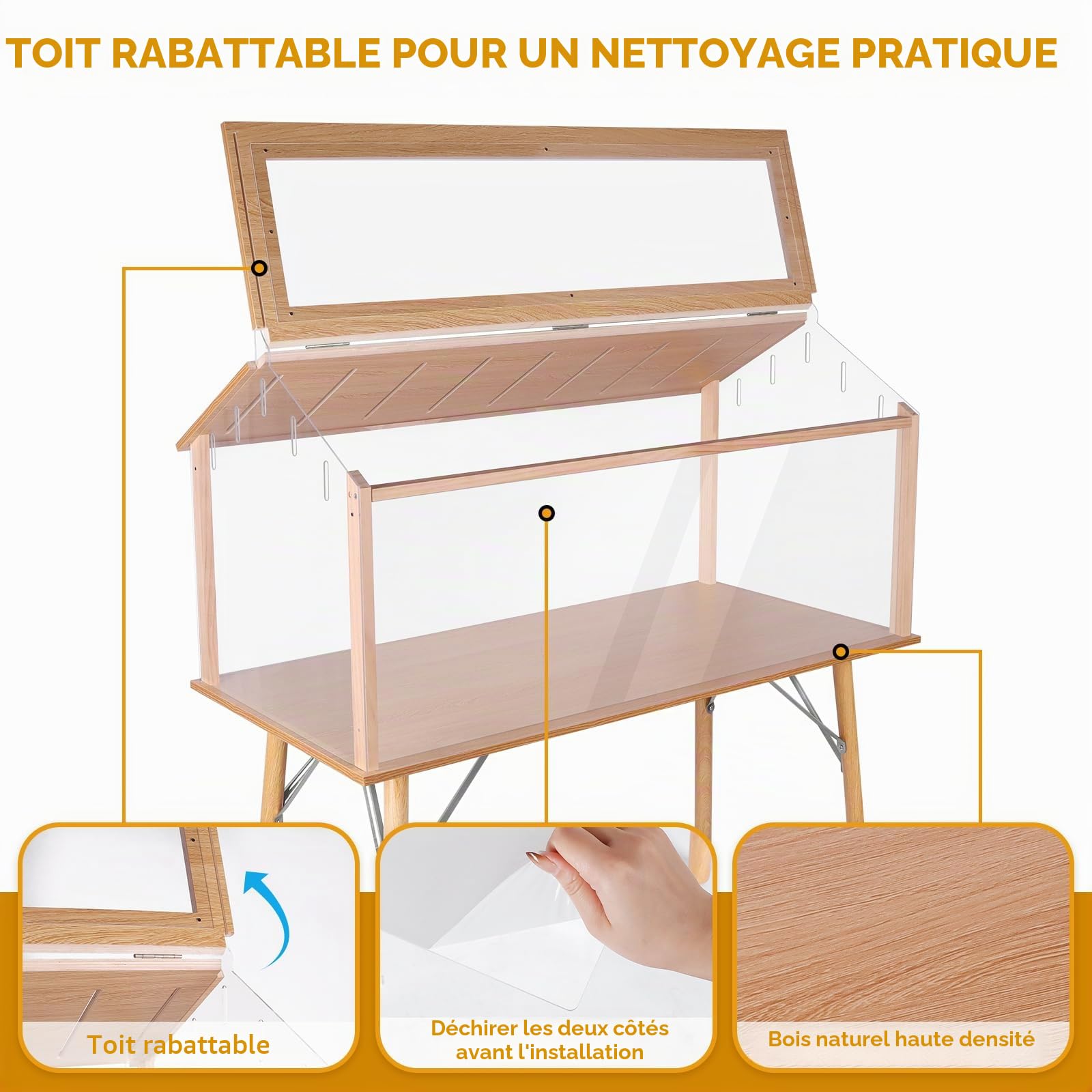 Kalolary Grande Cage pour Hamsters, 101,6 cm x 121,9 cm Maison et Habitat pour Hamsters Couvercle Ouvrable Résistant aux Morsures avec Fenêtre Transparente pour Gerbilles Naines Chinchilla