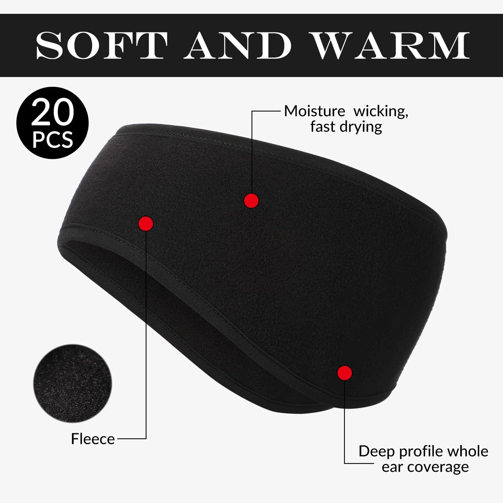 20 pz scaldaorecchie fascia in pile polare inverno paraorecchie marcia marcia marcia fascia sport fasce per donne uomini in tempo freddo