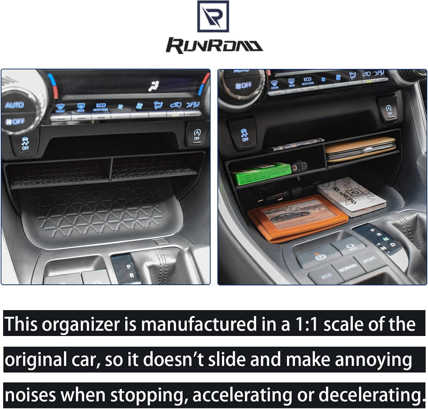 RUNROAD Center Console Upgraded Organizer Tray Compatible with Toyota RAV4 2019 2020 2021 2022 2023 2024 2025 Accessories, Insert Armrest Organizer Console ABS Secondary Storage Tray Container Box