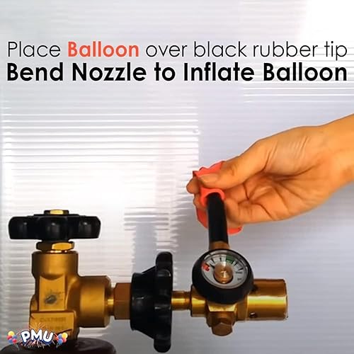 Miniatura 4 de PMU Válvula de llenado de regulador de tanque de helio para globos con medidor Pkg1