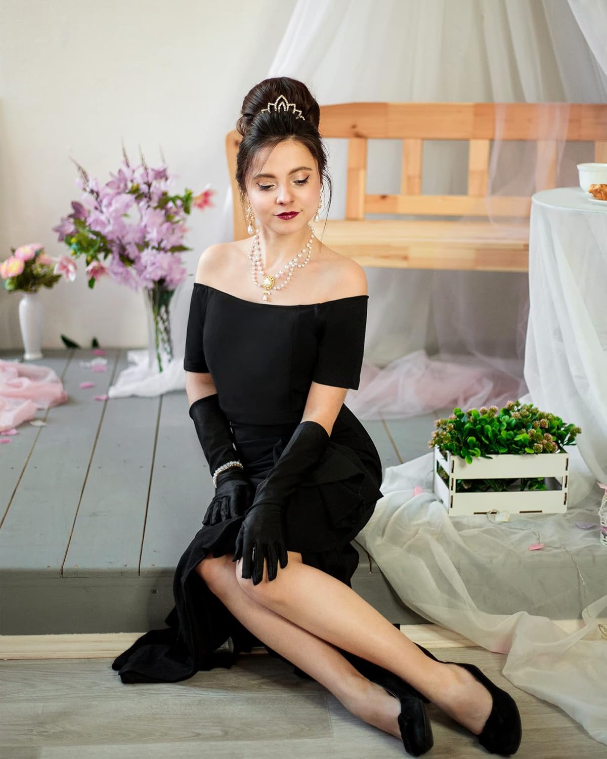 AISIZE Women's Elegant Off Shoulder Ruffle Formal Evening Long Dress - Image 3