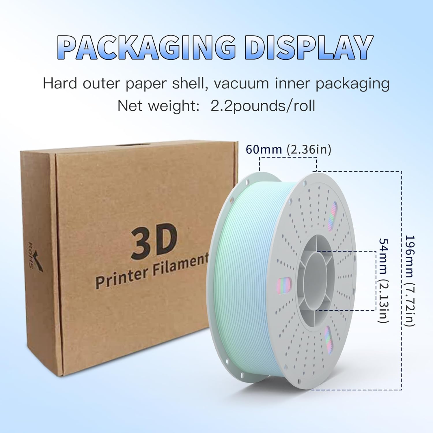 PINBALL Matte Rainbow PLA 3D Printer Filament 1.75mm Multi-Color Changing Filament 3D Printing PLA Filament Dimensional Accuracy +/- 0.02mm 1 KG Matte Rainbow