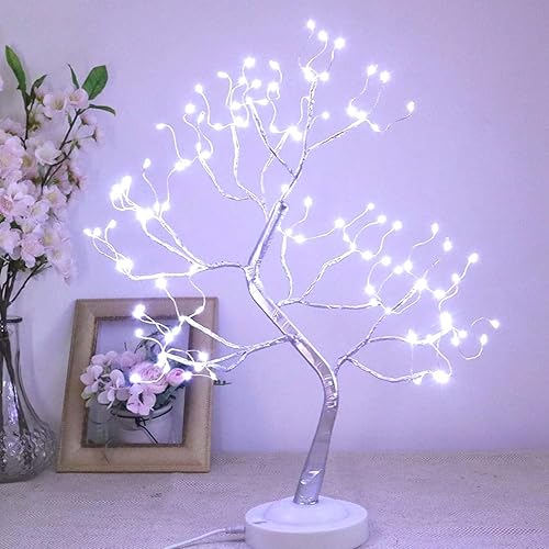 Miniatura 7 de 108 luces LED para árbol bonsái, funciona con bateríaUSB, lámpara de árbol artificial de mesa de 20 pulgadas para sala de estar, dormitorio,