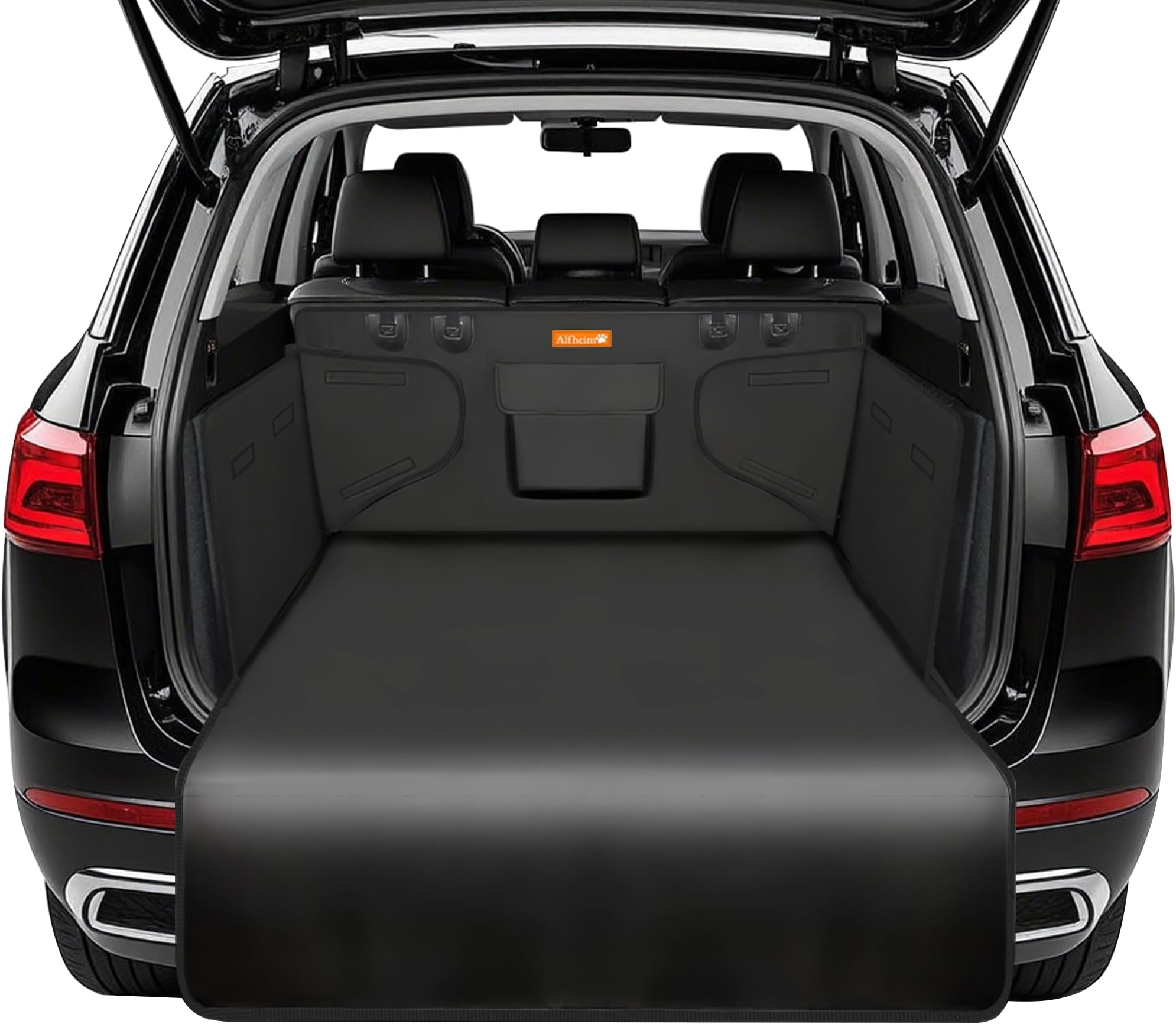 Alfheim Car Boot Liner Protector - Nonslip Waterproof Pet Dog Back Seat Cover - Durable Washable Cargo Cover Mat Travel, Universal for Medium Small Car Truck SUV (Black)