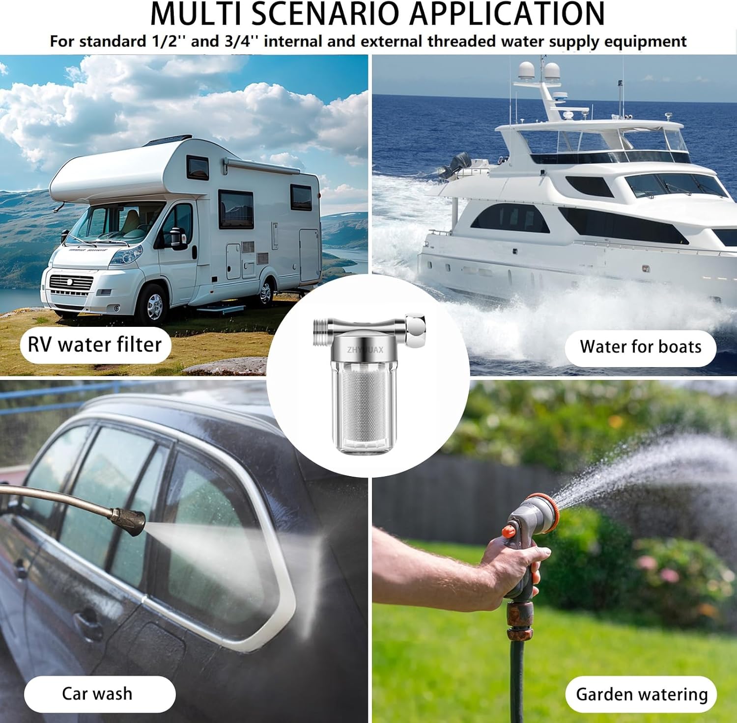 YH-B2 Pro Upgrade Reusable Brass Chrome Washer Water Filter, 40 Micron Visible Washing Machine Water Filter, For Washing Machine, RV, Garden, Impede Sediment Protecting Appliances, BPA free - Image 5