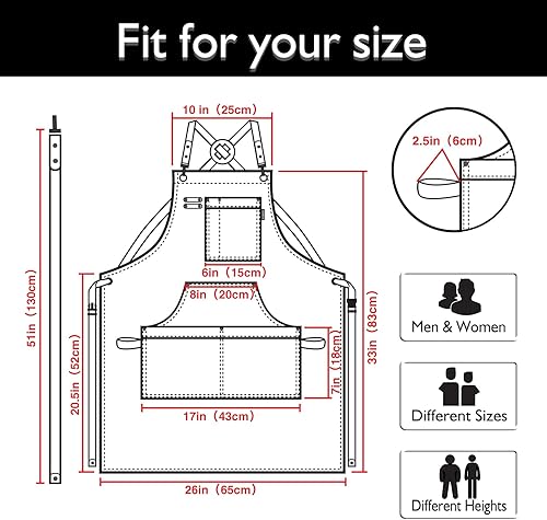 Miniatura 5 de 1510 delantales de cocina, lona de algodón, espalda cruzada ajustable, artista, pintura, delantal de trabajo de carpintero para hombres y mujeres,