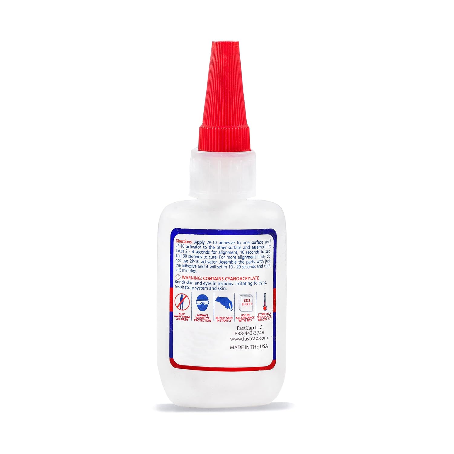 FastCap 2P-10 - Medium – Industrial Strength Super Glue - CA (Cyanoacrylate Adhesive) - 2.25 oz/64g. Perfect for General Purpose Projects. 2-Part Adhesive. Activator Sold Separately (2-Bottles)