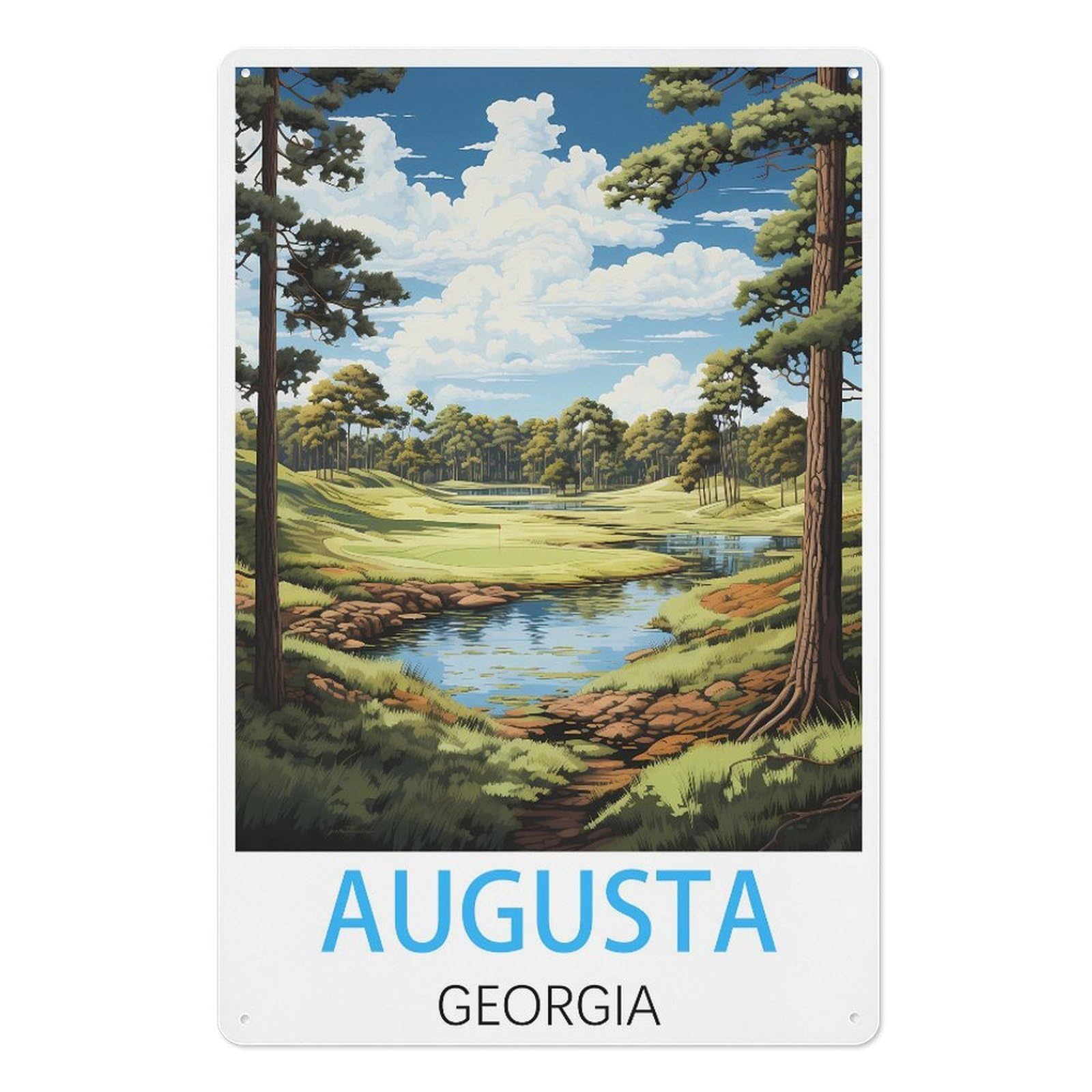 Augusta Georgia Retro Design Tin Paintings Vintage Tin Sign 08x12inch(20x30cm) Wall Art for Home Office Bedroom Living Room Cafes Wall Decor