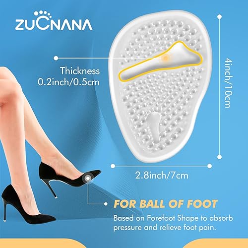 Miniatura 6 de Almohadillas metatarsianas para mujer, plantillas de tacón alto de gel suave, 4 pares, diseño antideslizante, alivio instantáneo del dolor de pies,
