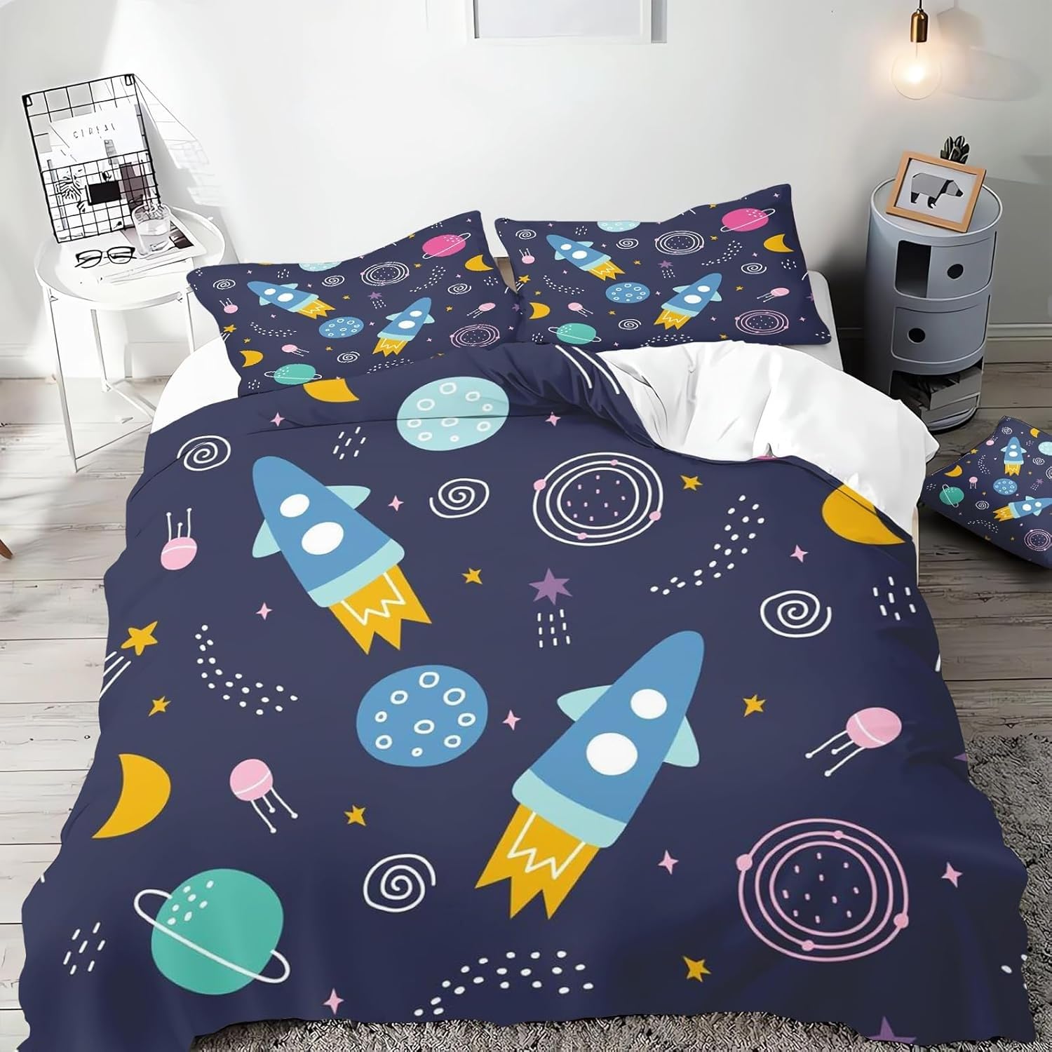 Ensemble de linge de lit galaxie 3 pièces 140 x 200 cm avec fermeture