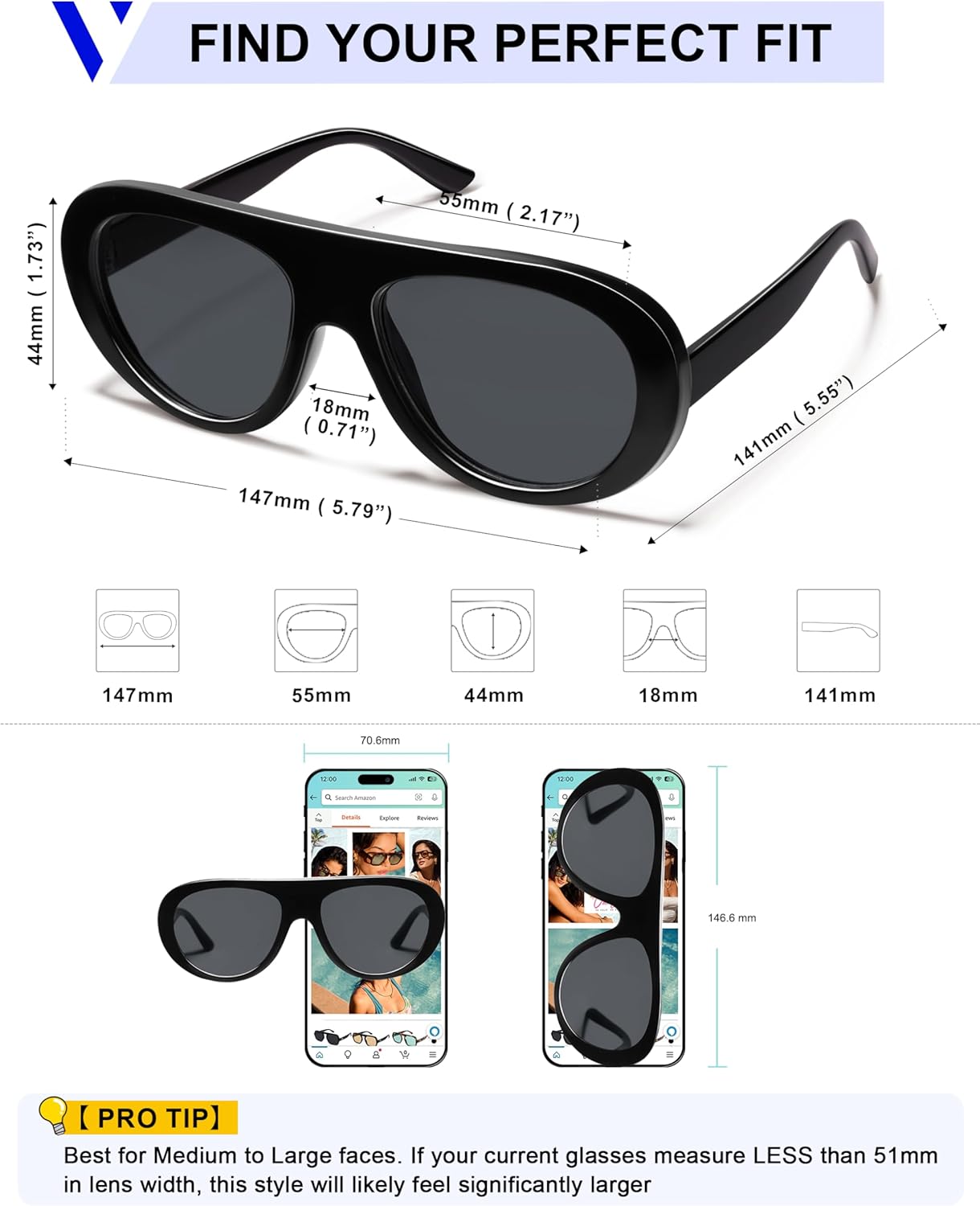 VANLINKER Retro Aviator Sunglasses for Women Chic Classic 70s Vintage Trendy 2025 Chunky UV400 Sun Glasses VL9865 - Image 5