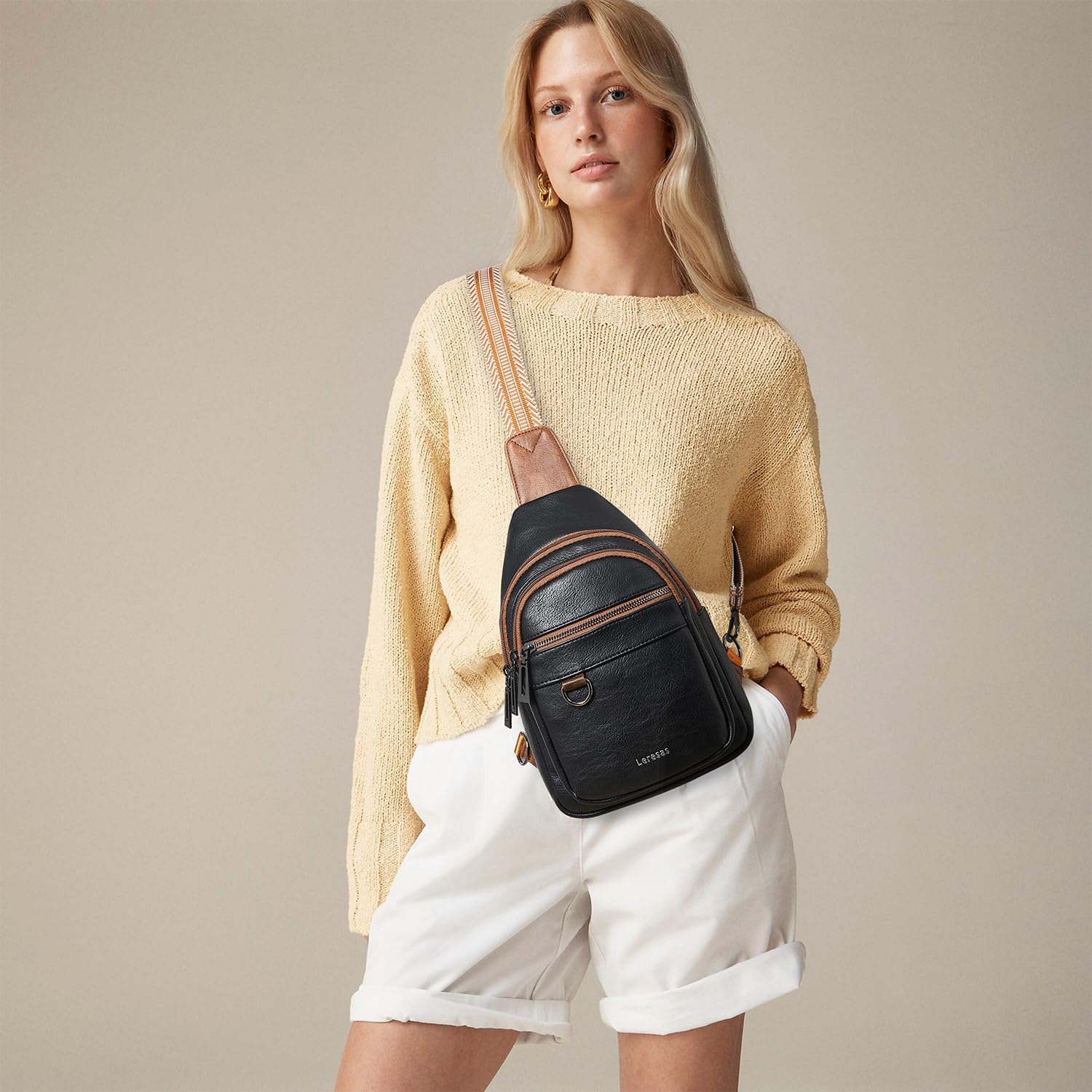 7L Sling Bag for Women Men Vegan Leather Crossbody Bags Fanny Pack Purse Backpack Over Shoulder Bag Travel Anti Theft - Image 2