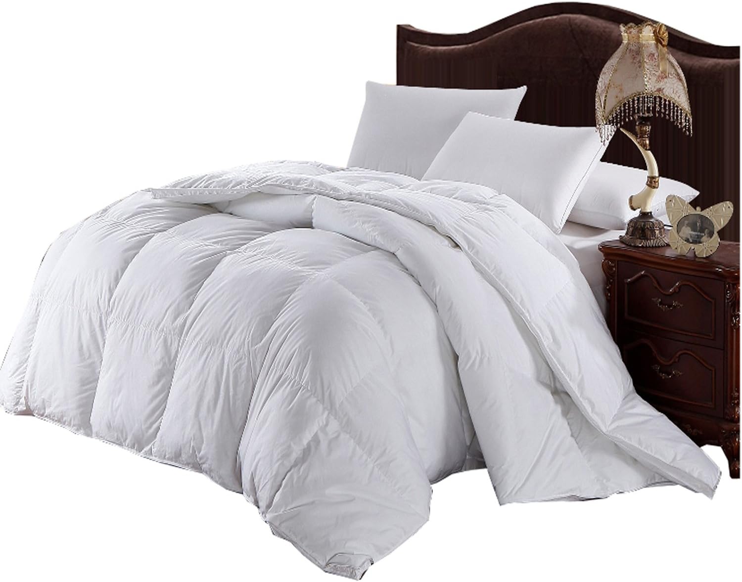Royal Hotel Collection 300 Thread Count Full Size Hungarian Down Alternative Comforter 100% Cotton 300 TC - 750FP - 70Oz - Solid White