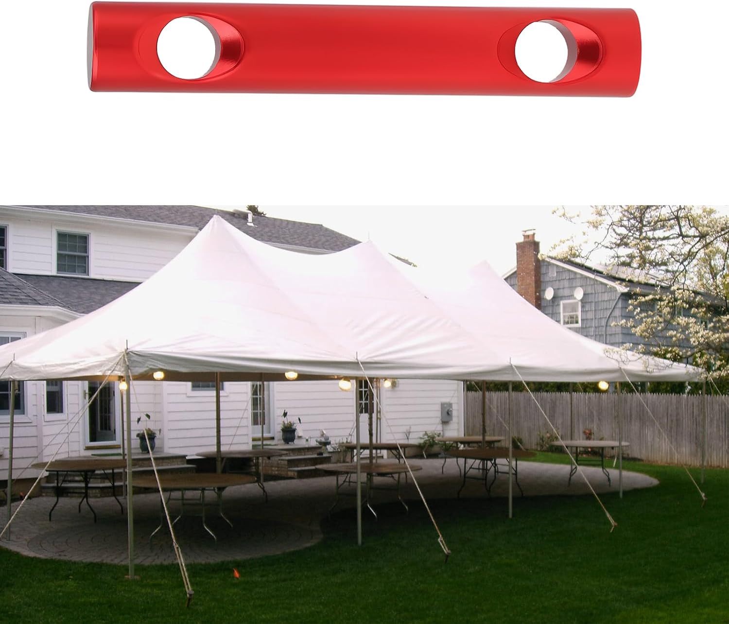 Tent Guyline Cord Adjusters 10 Pack 2 Hole 60 x 10 mm 7 mm Holes Red Aluminum Alloy Rope Tensioners