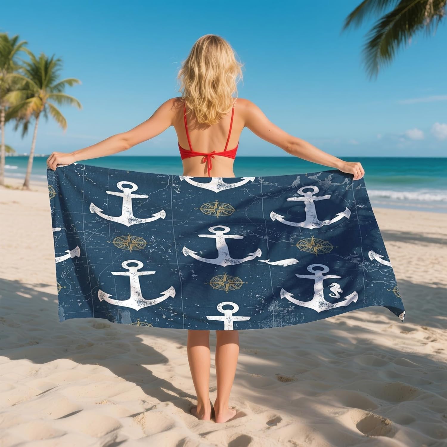 YZQGLHP Shell Microfibre Beach Towel Starfish Beach Bath Towel Quick Drying, Lightweight, Sand-Free, Durable, for Pool, Gym, Camping, Travel Towel 90x160cm