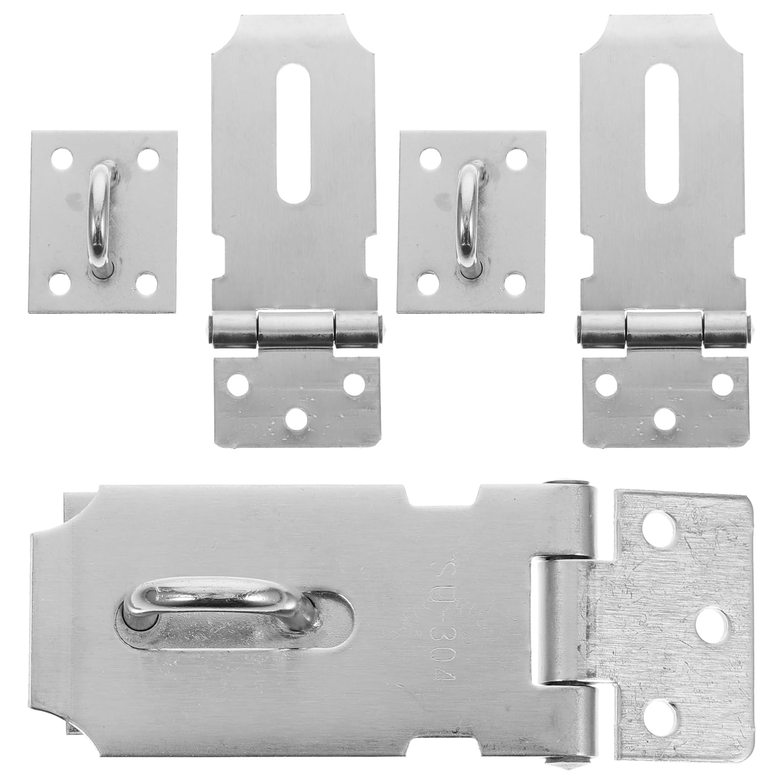OSOLADY Stainless Steel Security Hasp Latch Kit 3 Set for Cabinet Door Window and Shed Locking Anti-Theft Decorative Latch Mounting Screws