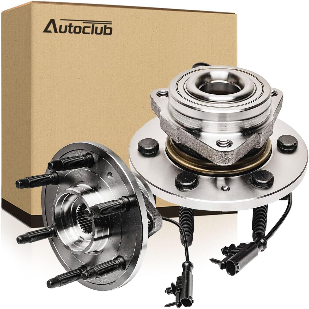 AUTOCLUB [4WD 6-Lug] Front for 2007 2008 2009 2010 2011 2012 2013 Chevy Avalanche Silverado Suburban 1500 Tahoe Wheel Bearing Hub, for GMC Sierra Yukon XL 1500, Cadi Escalade ESV EXT Replacement