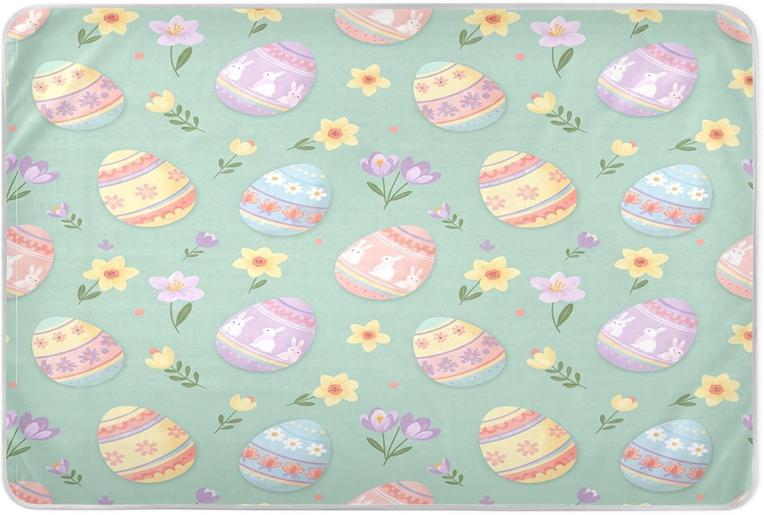 CEBUGI 34” x 52”Washable Underpads Heavy Absorbency Waterproof Incontinence Bed Pads Easter Eggs Pee Pads for Adults Kids and Baby
