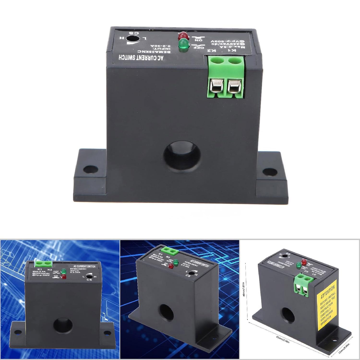 FLEXMAN Adjustable AC Current Sensing Switch, 0.2 to 30A Self Powered Sensing Switch for Substation, Frequency Control Device, Inverter Device, Electrolytic Plating (Normally Closed Type)
