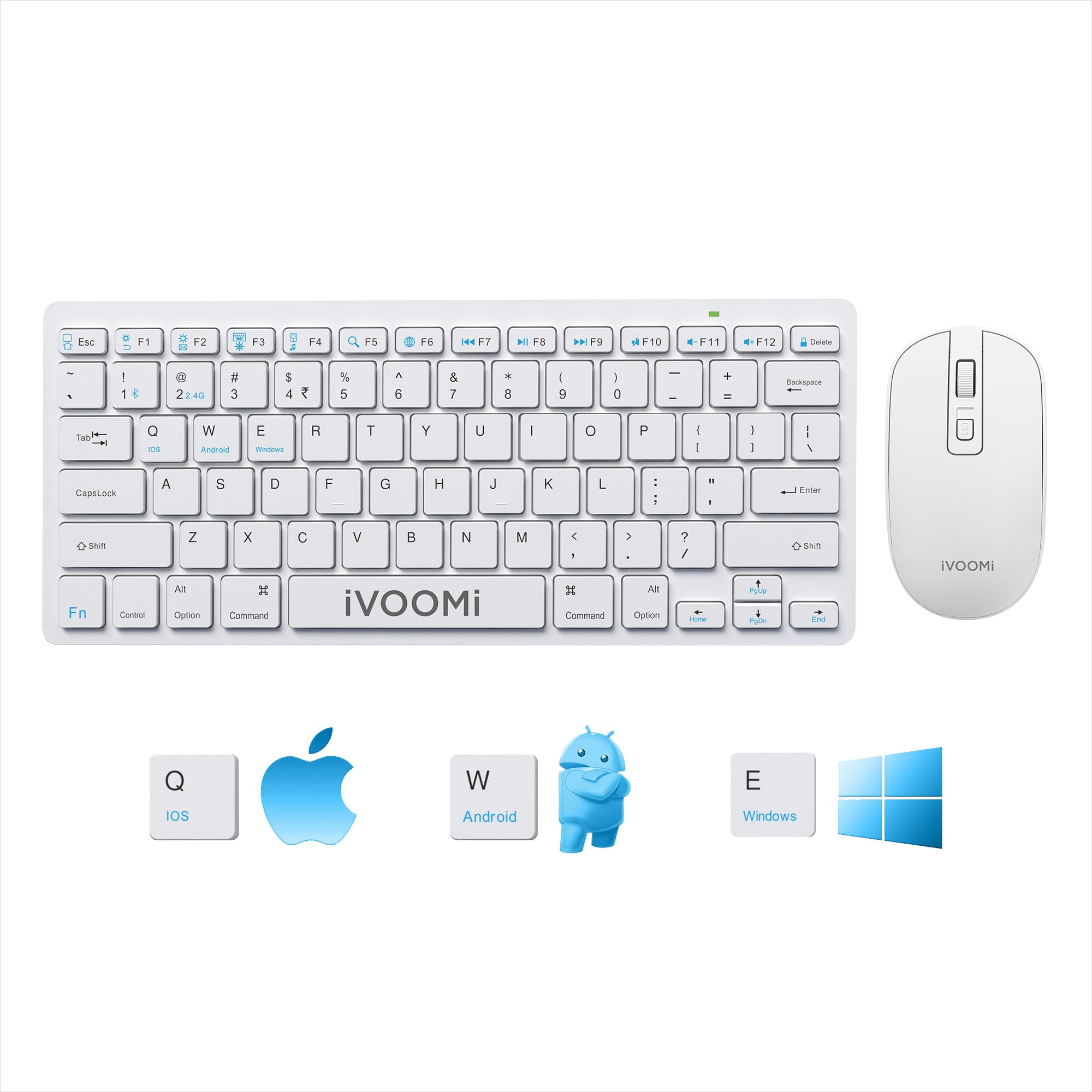 IVOOMI Zoox White Wireless Keyboard & Mouse Set
