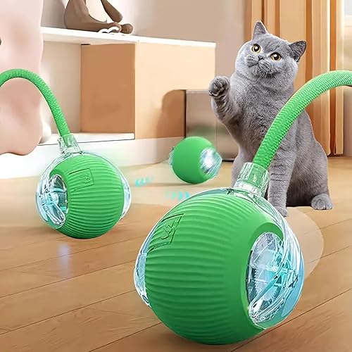 Miniatura 9 de Pelota interactiva para gatos de interior, juguete automático para gatos de tercera generación, cuerda elástica para cola, chirridos para imitar