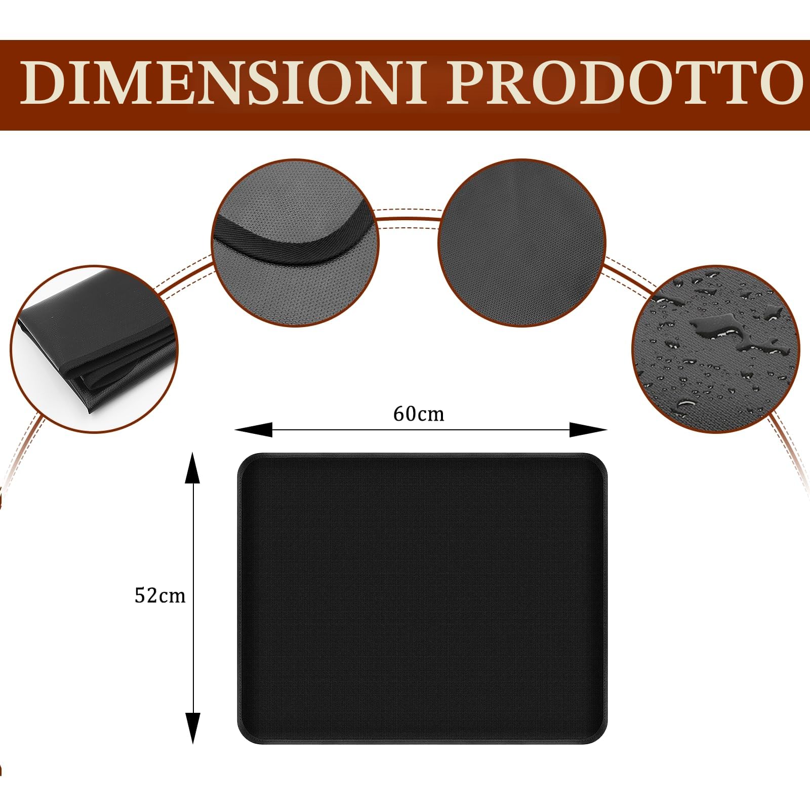 OMJMYY 52x60cm Protezione Piano Induzione dai graffi,Copri Piano Induzione,fino a 300°C Tappetino Piano Induzione, Antiscivolo e Facile da pulire,Nero