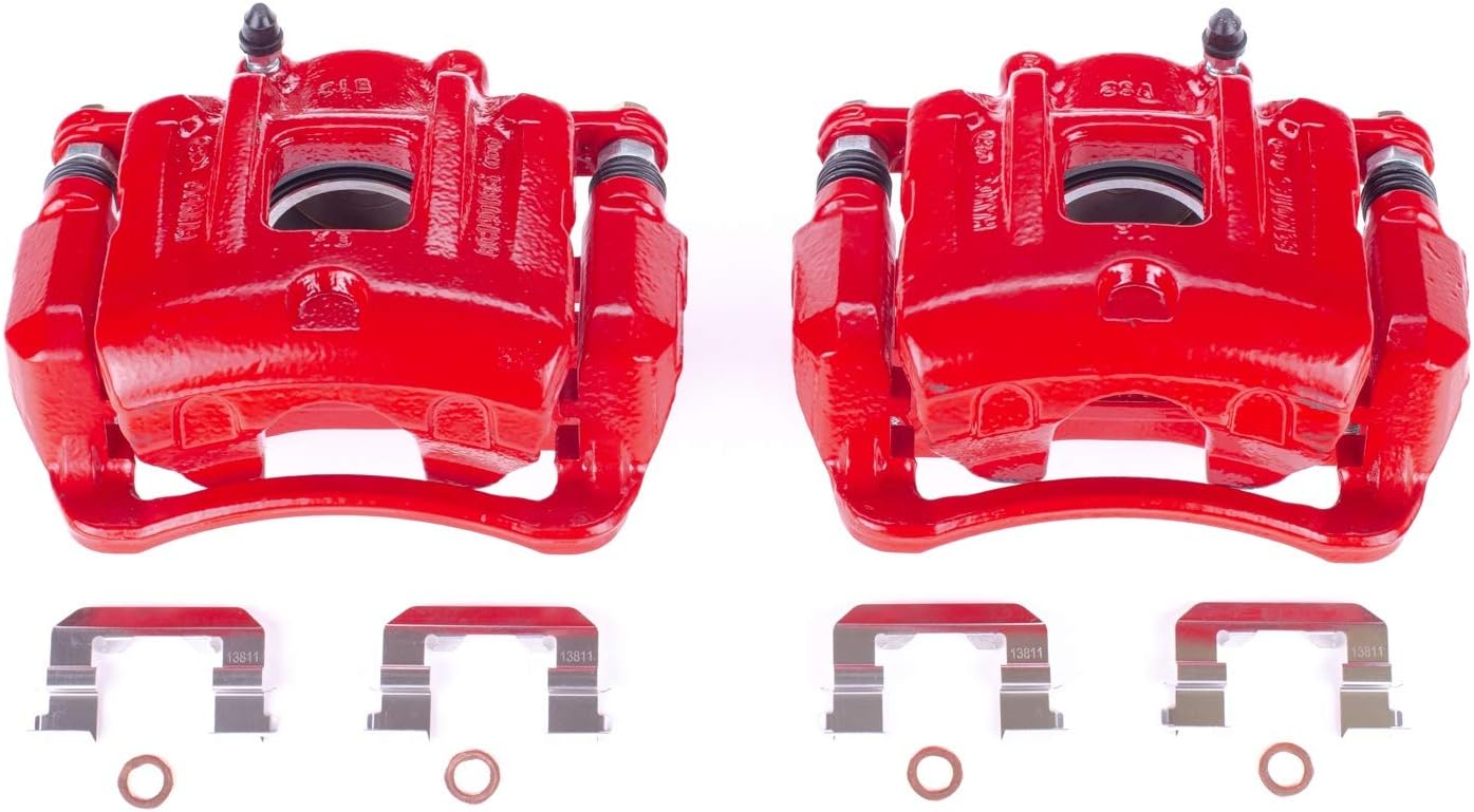 Power Stop Front S6462S Pair of High-Temp Red Powder Coated Calipers For Hyundai Santa Fe Sport 2013-2016, Kia Sorento 2014-2020 [Model Specific]