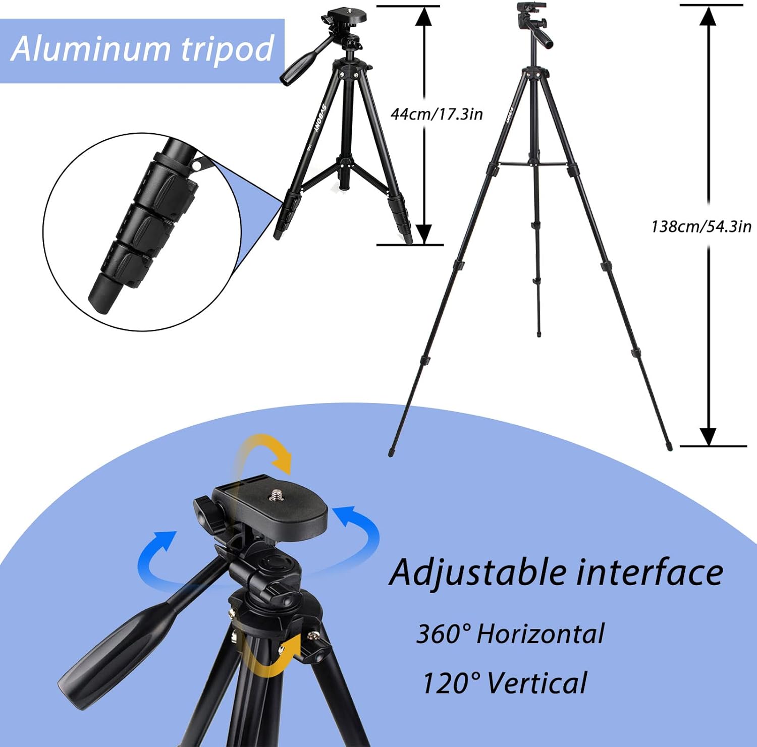 Adjustable aluminum tripod for SVBONY SV501P telescope