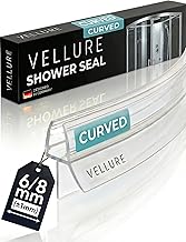 Vellure Curved Shower Screen Seal Strip, Premium Shower Door Seal Strip for 6 mm (+-1) Shower Glass Thickness, Shower Seal Strip, Covers up to 12mm Gap, Transparent, Universal Length up to 90cm