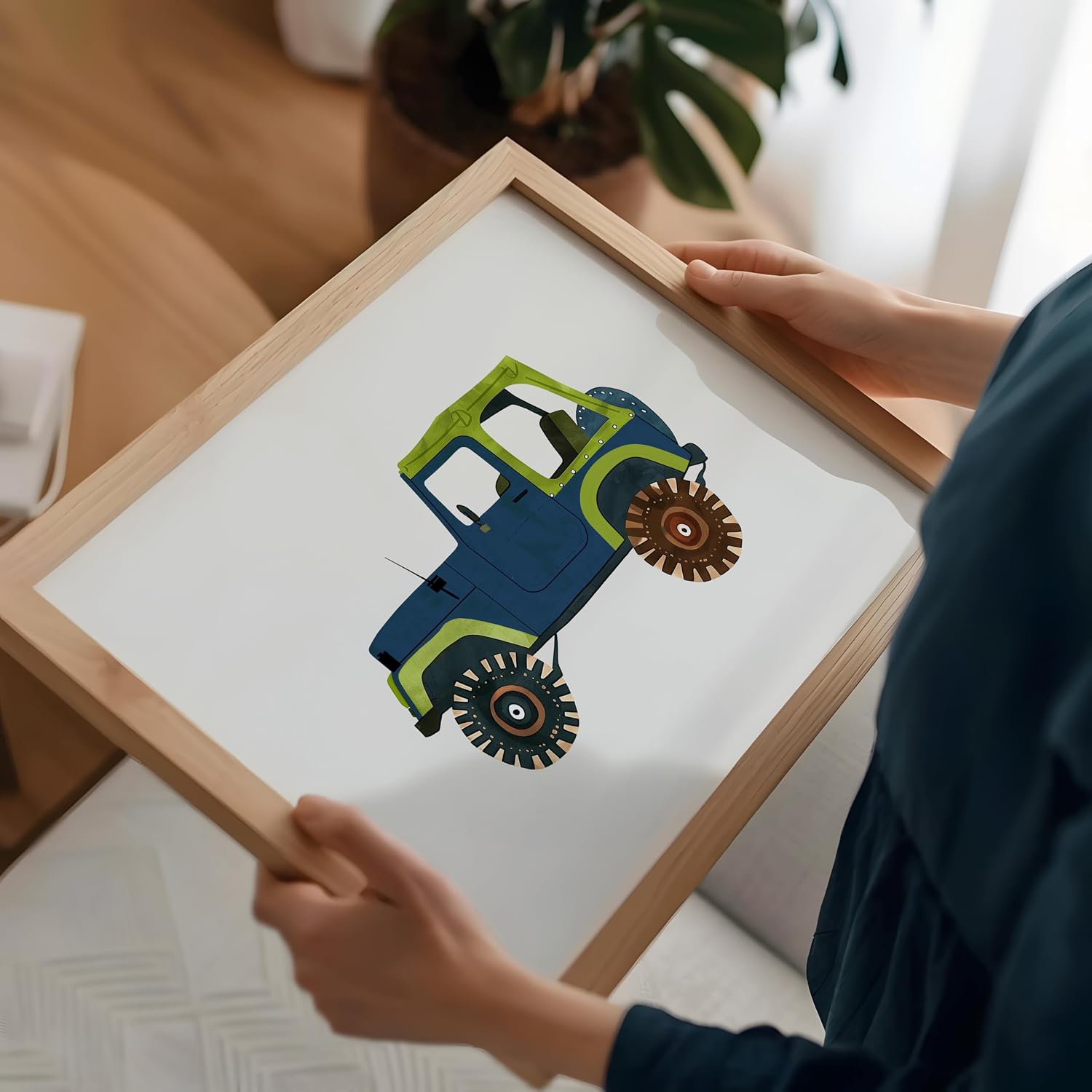 Poster Master Nursery Poster - Kid's Safari Truck Print - Toddler Playroom Art - Minimal Car Art - Nursery Wall Art - Boho Kid's Room or Boy's Bedroom Wall Decor - 8x10 UNFRAMED Wall Art