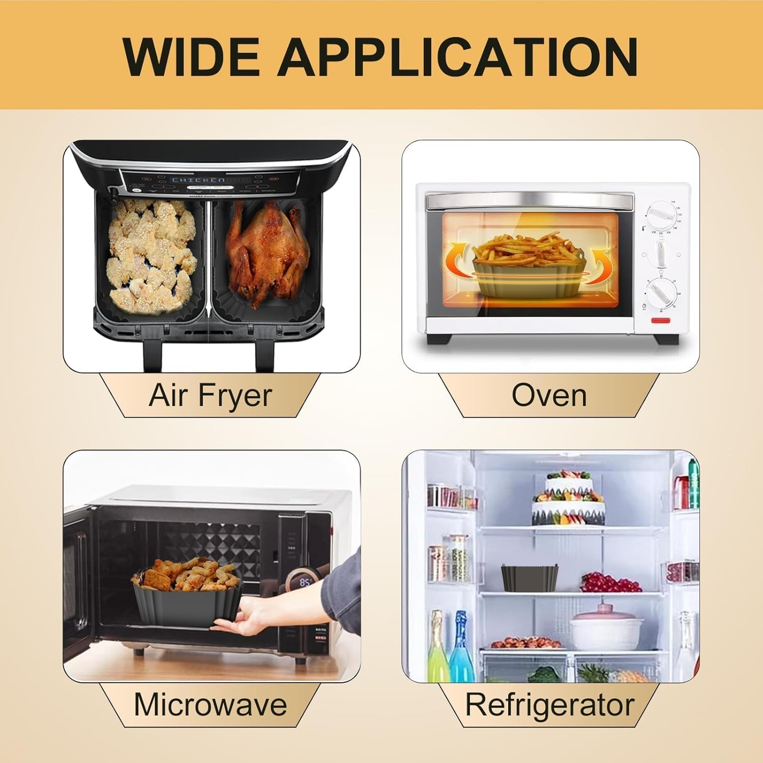 HONYAO Akcesoria do Frytkownicy na Gorące Powietrze do Dual Zone 7,6-10 L, 2 sztuki Silikonowa Frytkownica Akcesoria bez BPA kompatybilne Ninja AF300EU AF400EU i innymi Dual Airfryer