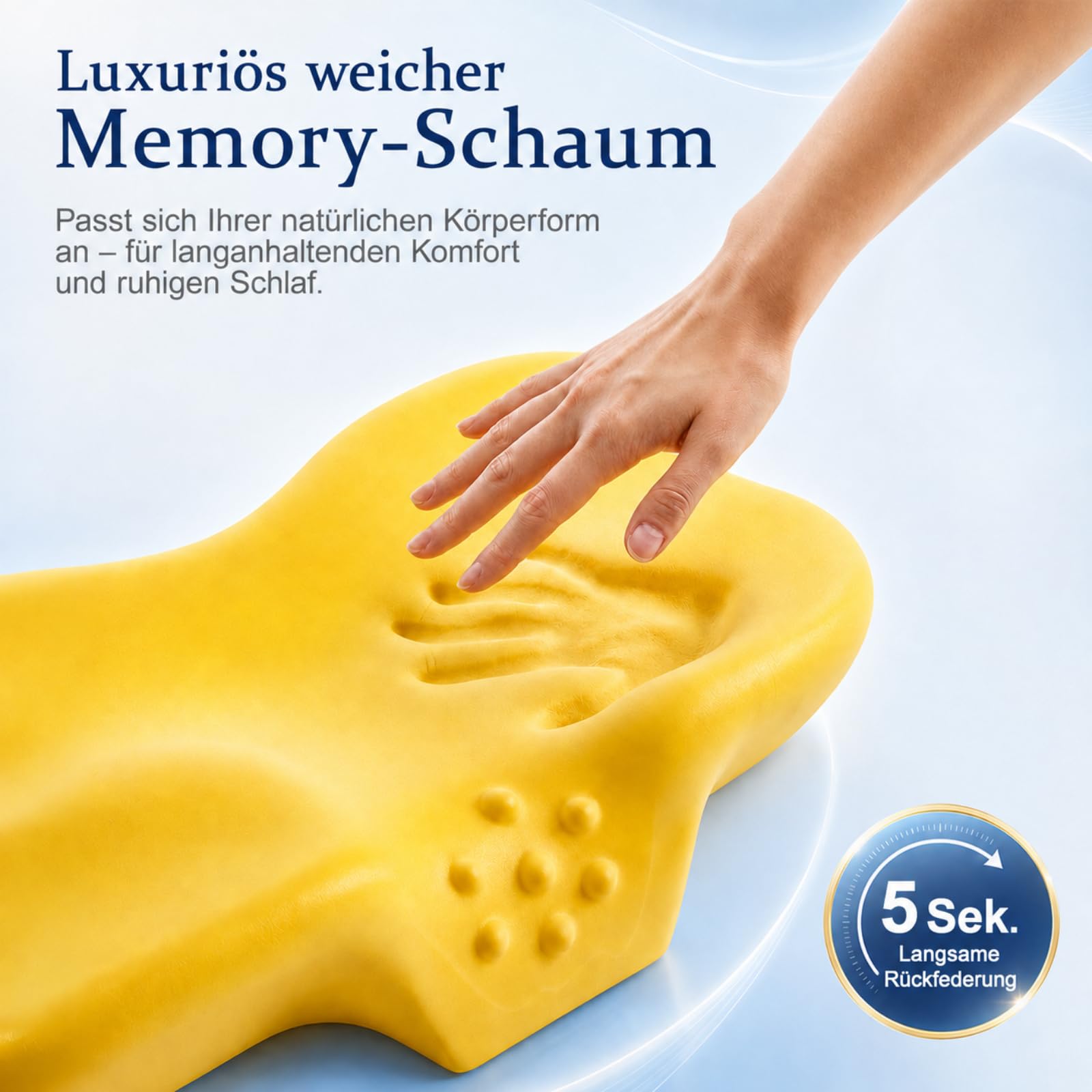 Nackenstützkissen Memory Schaum Ergonomisches Kopfkissen für Seitenschläfer Orthopädisches Schlafkissen zur Nackenentlastung mit 2 Höhen & atmungsaktivem Öko-Tex Bezug