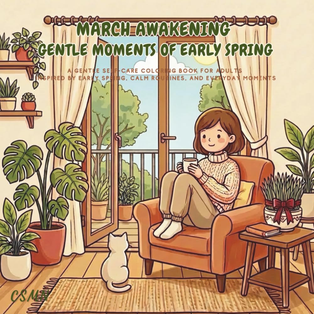 March Awakening – Gentle Moments of Early Spring: A gentle self-care coloring book for adults inspired by early spring, calm routines, and everyday moments (The Gentle Year Coloring Series)