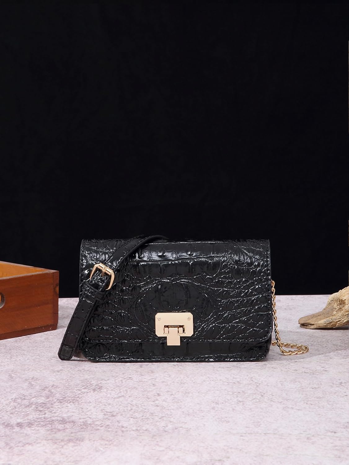 Small Crocodile Crossbody Cell Phone Purse for women Vegan Leather Clutch Wallet with Leather Shoulder Strap | Small, Crocodile, Vegan Leather - Image 2