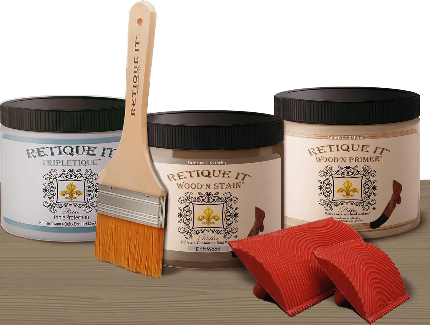 Wood Finish Front Door Kit - GO Beyond Faux With Paintable Liquid Based Primer and Gel Stain - Graining Tools Included (Front Door Kit, Drift Wood)
