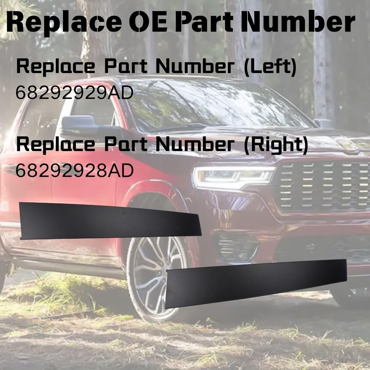 B-Pillar Windshield Trim Molding Left and Right 2PCS Set Compatible with Ram 1500 DT 2019-2026 Front Door Rear Applique Windshield Outer Moulding Kit Replaces 68292929AD, 68292928AD