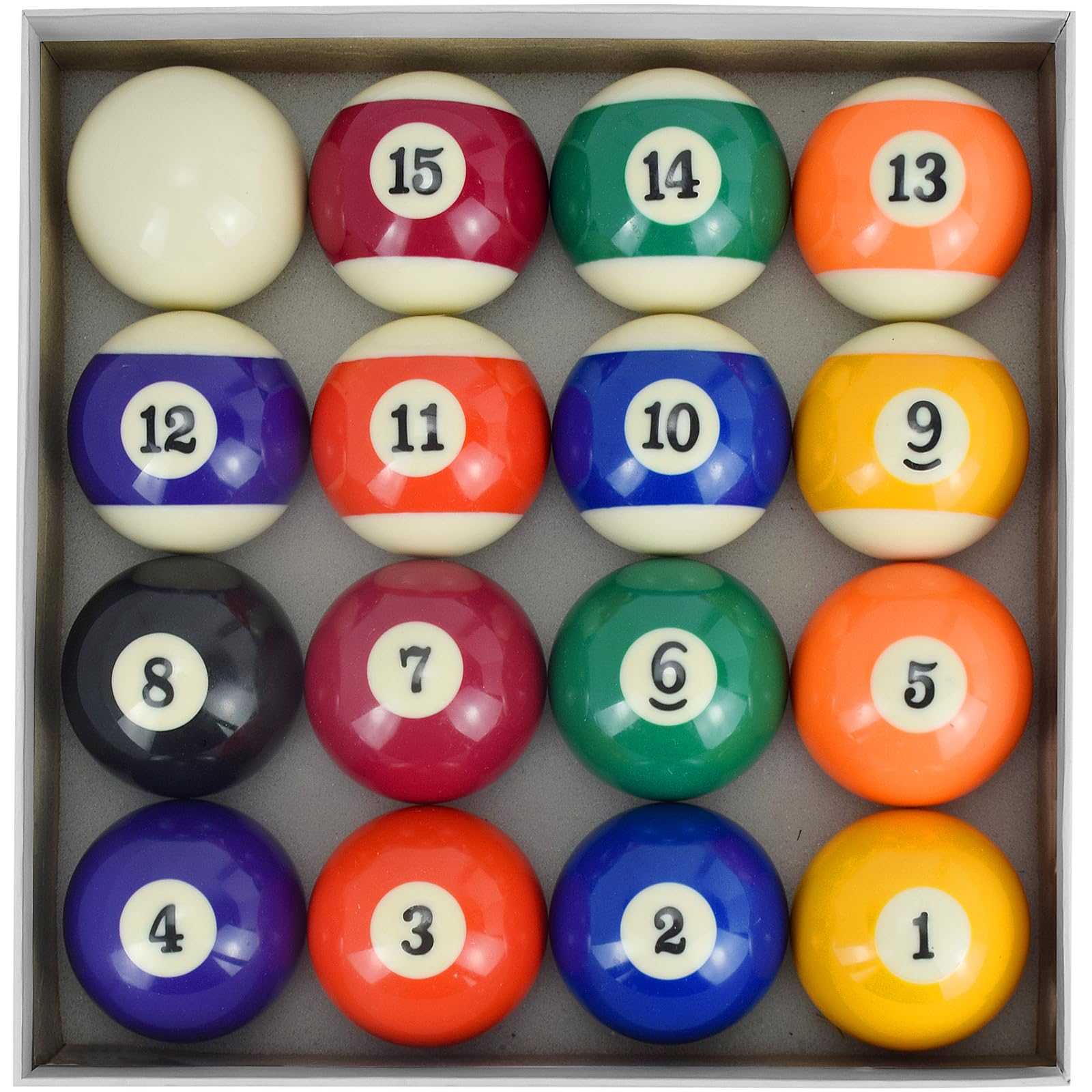 HIJIAO Billiard Balls Set 2-1/4" Regulation Size Billiard Pool Balls for Replacement (16 Resin Balls)