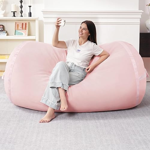 Miniatura 43 de HABUTWAY Puf gigante de 2 pies para adultos, con relleno de espuma viscoelástica, puf grande con funda de terciopelo holandés extraíble para sala de
