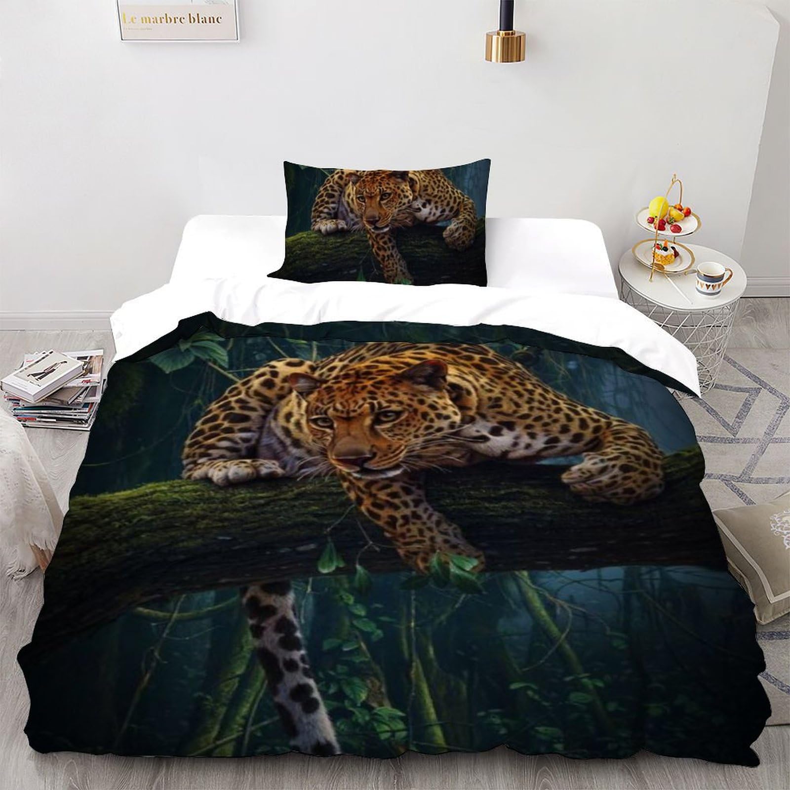Housse de couette motif animaux imprimé 3D microfibre avec taie single