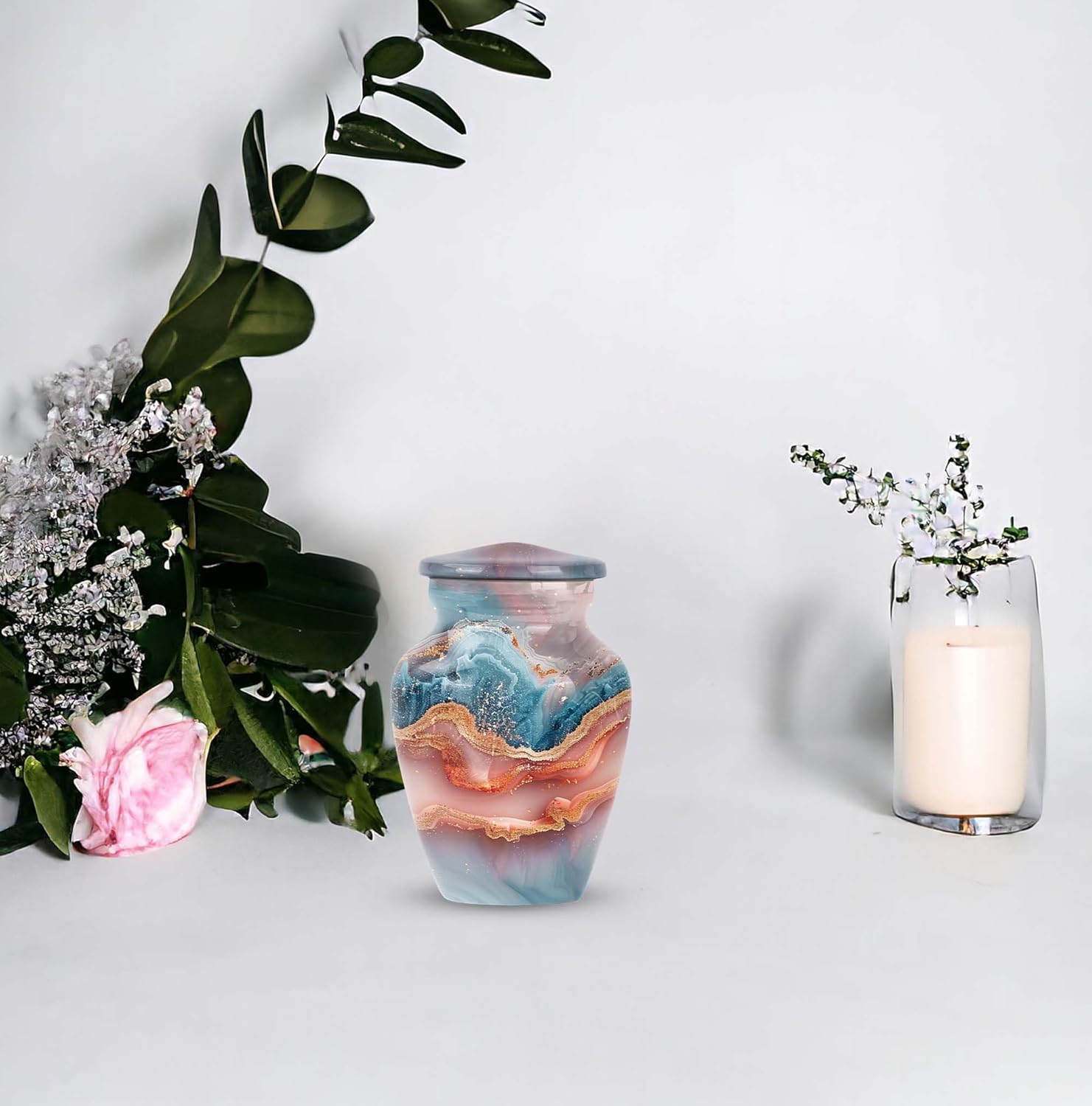 Aluminum Ocean Sunset Decorative Cremation Urn - 3 Inch - Pack of 1 - Miniature Urns for Human Ashes - Memorial Ashes Urn