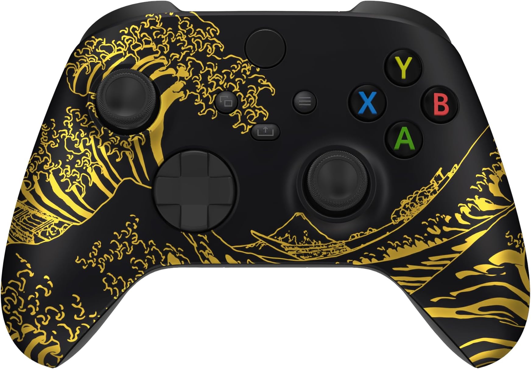 eXtremeRate Custom Front Cover for Xbox Series X/S, Replacement Front Shell for Xbox Series X/S Controller, The Great Golden Wave Off Kanagawa - Black