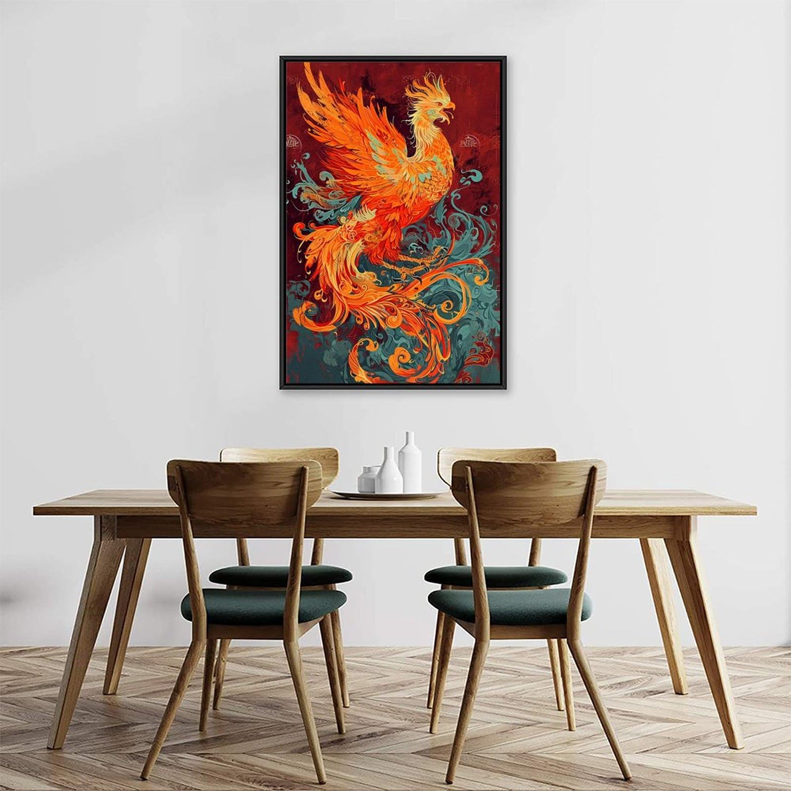 Amazon.co.jp: 絵画 オレンジ色の鳳凰 アートパネル ポスター 動物