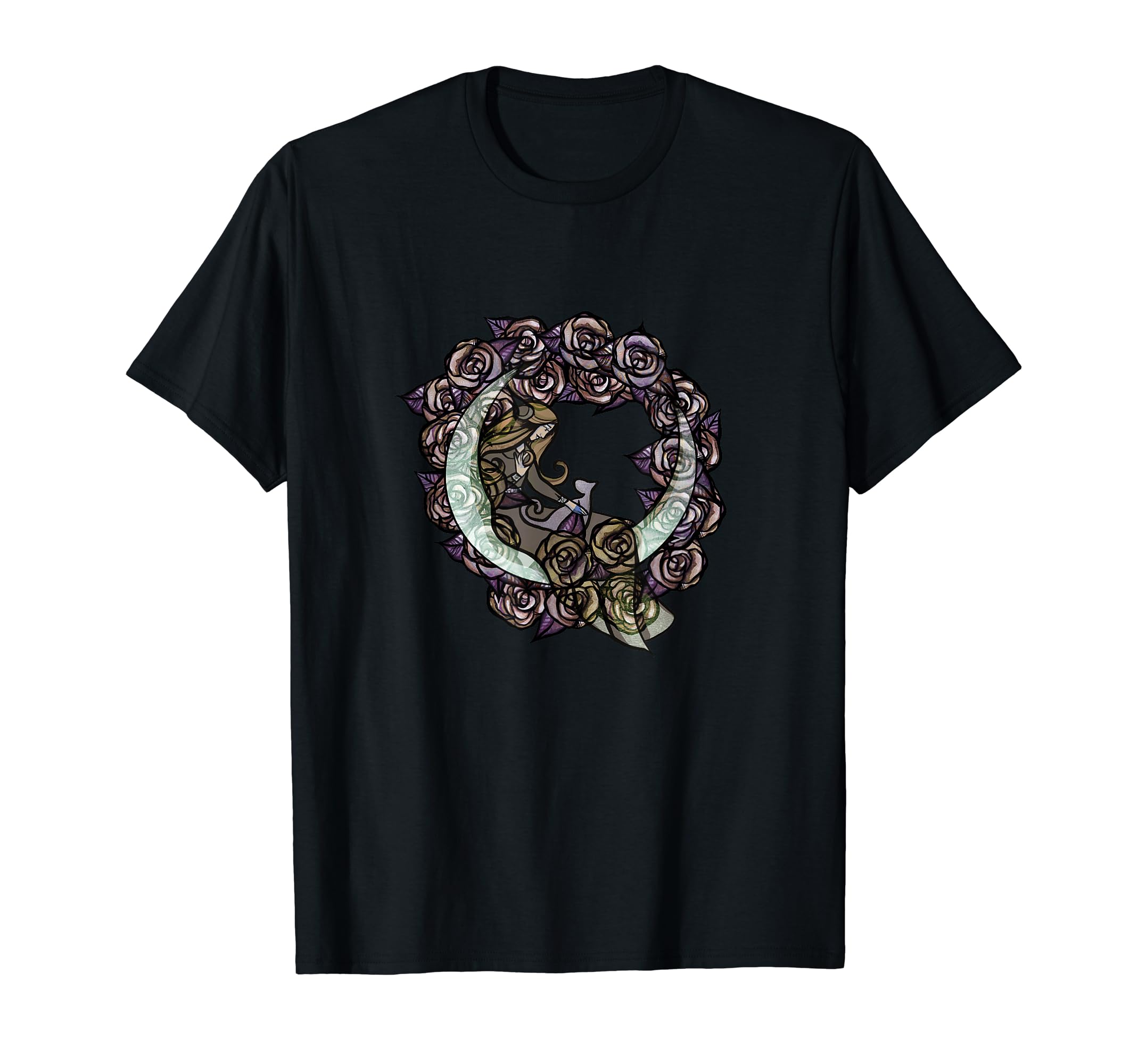 Mauve Moon Child Moon Cat Goddess Art T-Shirt