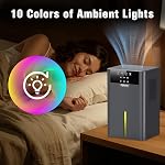 Petit déshumidificateur portable pour la maison,2.4L Réservoir d'eau avec affichage visible,10-Color LED Lumière, 8/12/24 heure minuterie,35dB Déshumidificateur silencieux parfait pour la chambre,RV,Salle de bain,Cadre