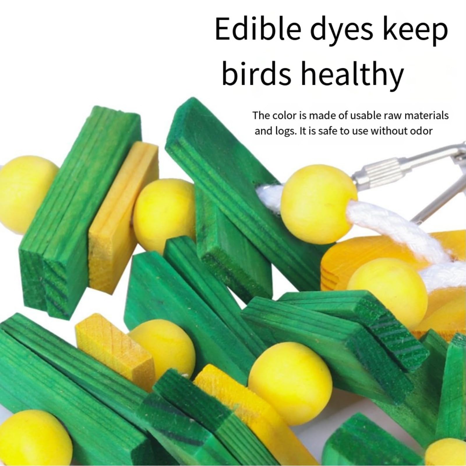 Natural Wood Parrot Toys Set of 6 Pieces for Small to Medium Parrots, Safe and Durable Bird Chew Toys, Fun and Colorful Hanging Accessories for Cage, Non-Toxic and Eco-Friendly Avian Toys - image 8