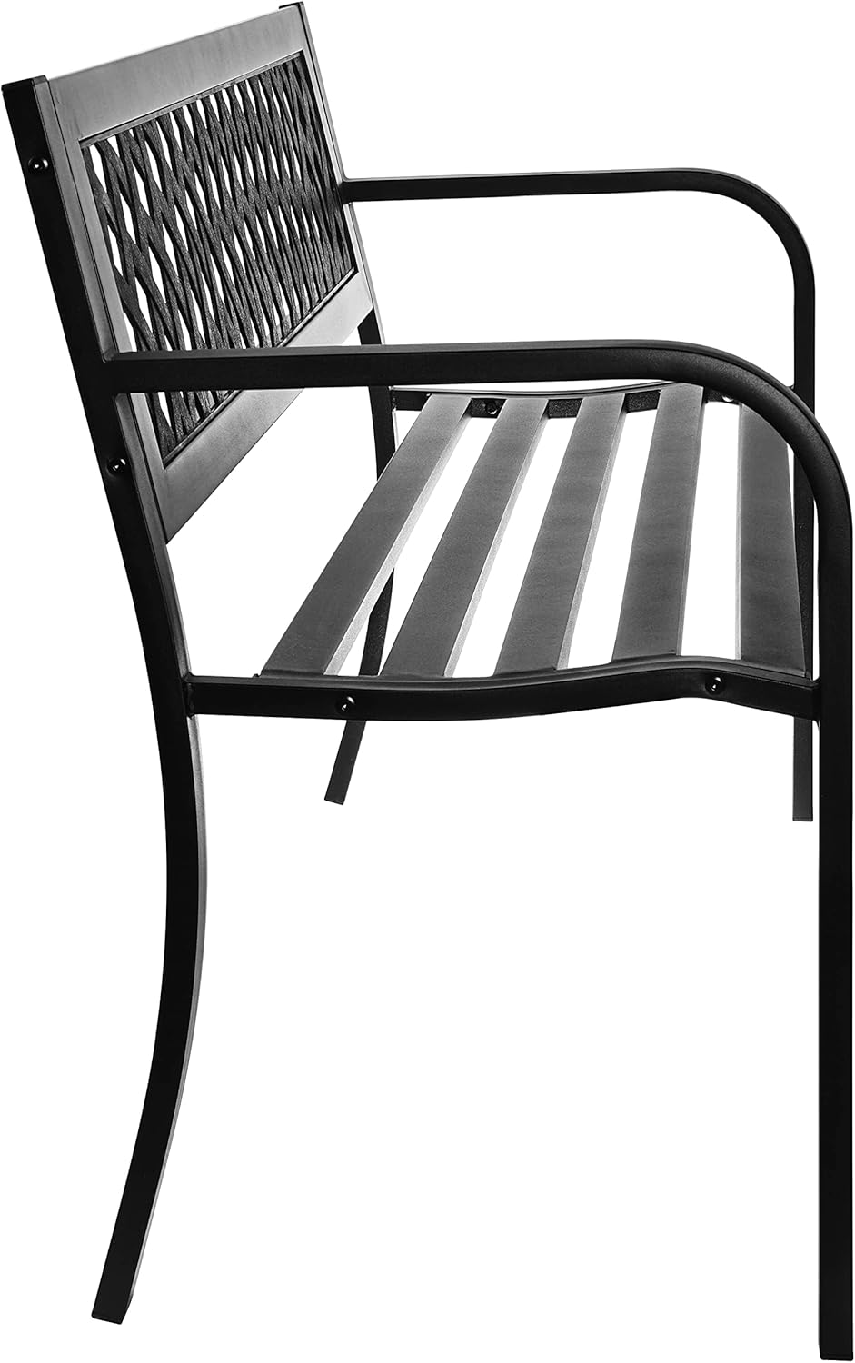 Elevon Outdoor Bench Steel Garden Patio Porch Furniture for Lawn Backyard Park Deck with Backrest, 48" x 30" x 18"