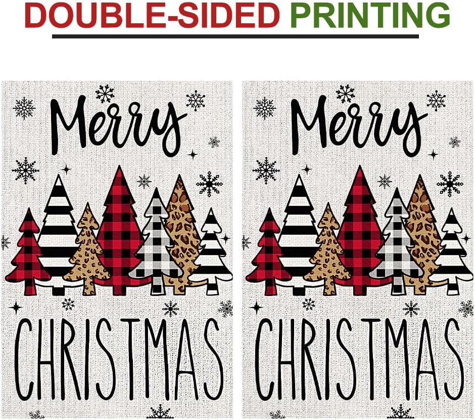 Christmas Tree Garden Flag 12x18 Double Sided Burlap, Rustic Holiday Yard Flag for Outside, Merry Xmas Outdoor Porch Decorations DF940 - Image 8